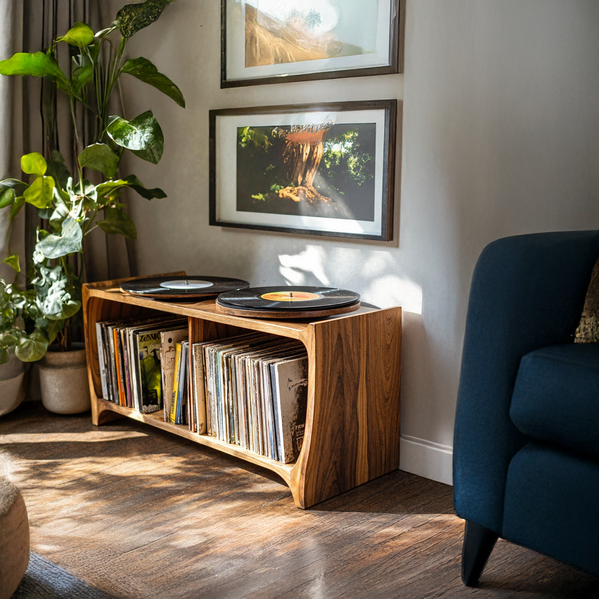 Mid-Century Record Player Stand For Living Room